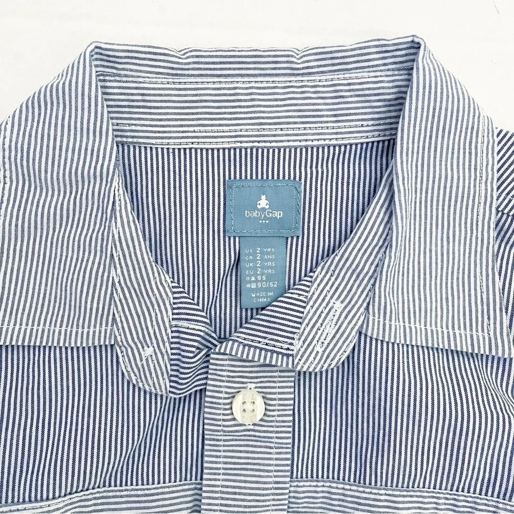 GAP Baby Gap Blue Striped Button-Down Shirt - Size 2 Years